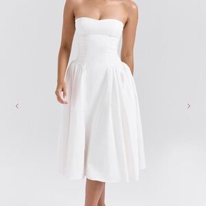 House of CB White Strapless Midi Dress